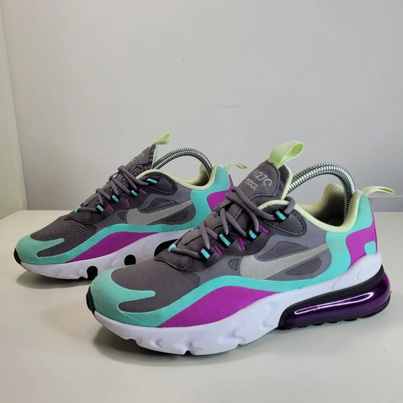 Nike Air Max 270 React 'Gunsmoke Aurora Violet' Size 5.5 Youth - Picture 2 of 13